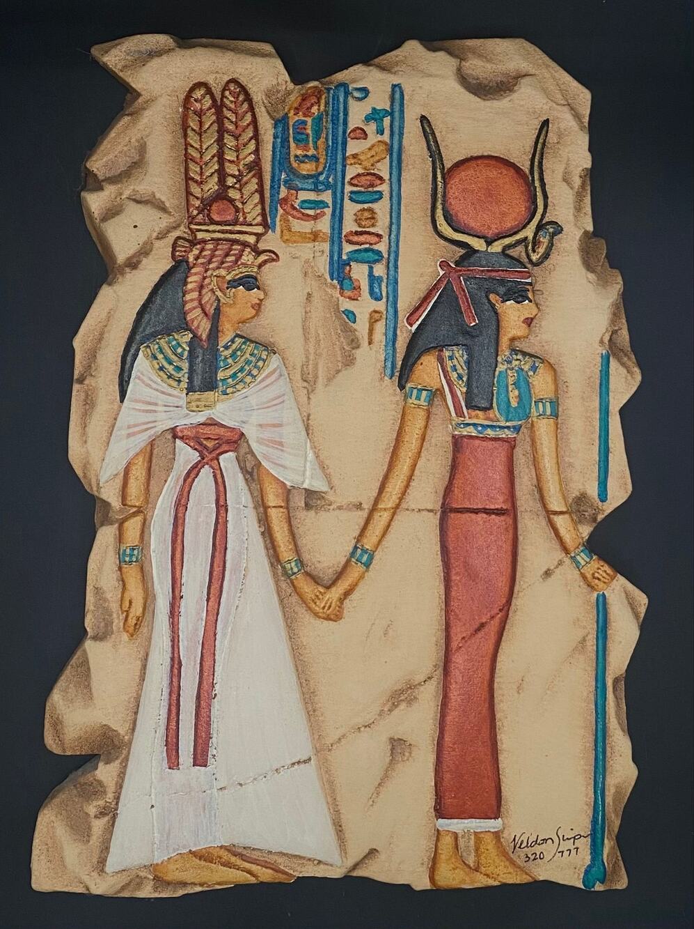 Large Veldon Simpson Egyptian Revival Wall Plaque Signed Numbered Isis Relief